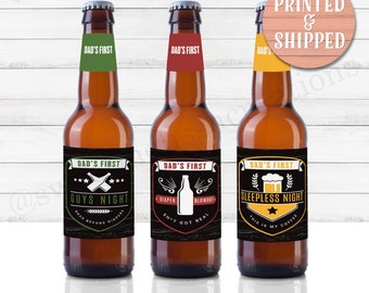 6 New Dad Printed Beer Labels - Fathers Day- First Time Dad - Beer Milestone - Printed and Shipped