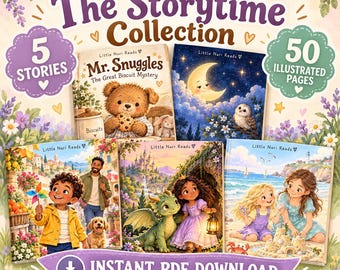 Little Nuri Reads Storytime Collection | 5 Illustrated PDF Books (50 Pages)