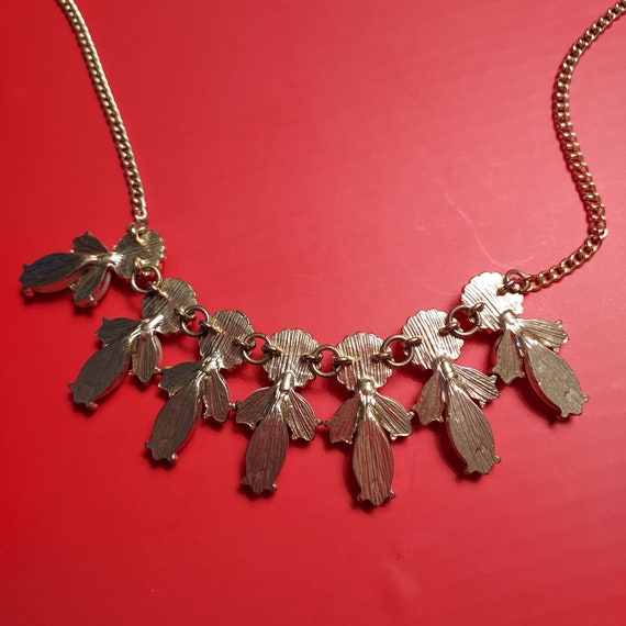 Flower Necklace with tiny rhinestones; 7 round ac… - image 3