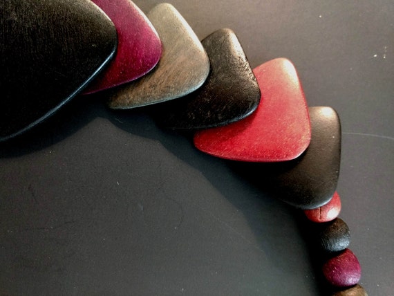 Bold & Beautiful Multicolor Wood Necklace triangu… - image 4