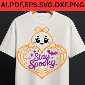 Stay Spooky SVG Bundle, Cute Halloween Ghost SVG, Heart Spiderweb Bat  Cricut Cut File, Sublimation, dxf eps AI pdf