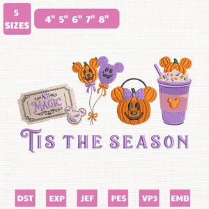 Tis The Season Disney Fall Pumpkin Machine Embroidery File, Disneyland Halloween Design (Instant Download)