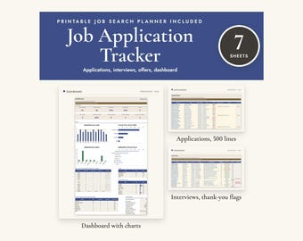 Job Application Tracker Spreadsheet, Interview Prep, Offer Comparison, Networking Log, Weekly Dashboard, Printable Search Planner