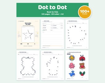 Dot to Dot Book for Kids Printable, 109 Pictures, 20 to 60 Numbers, 131 Pages