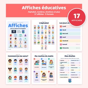 Affiches Éducatives à Imprimer, 17 Affiches Maternelle, Alphabet, Nombres, Émotions, Affichage Classe