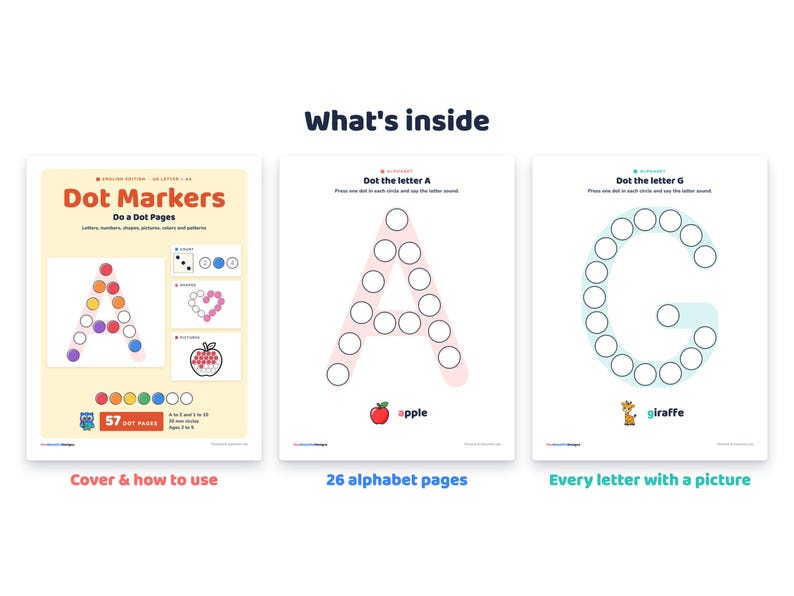 Dot Marker Printables for Toddlers, Alphabet, Numbers, Shapes, Bingo