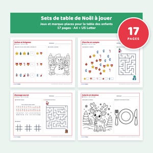 Sets de Table de Noël Enfant à Imprimer, Activités et Marque-Places, Table des Enfants