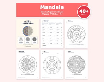 Mandala Coloring Pages Printable, 36 Designs, Easy to Detailed, Kids Teens Adults, 40 Page PDF