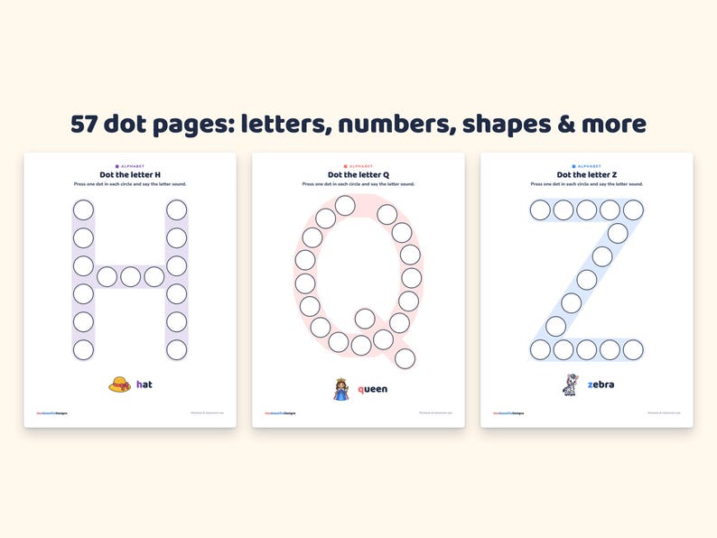 Dot Marker Printables for Toddlers, Alphabet, Numbers, Shapes, Bingo