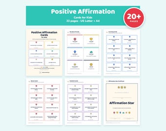 Positive Affirmation Cards for Kids Printable, 120 Daily Affirmations, Morning Mirror, Confidence, Kindness, Calm