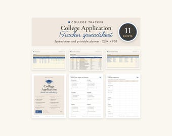 College Application Tracker Spreadsheet, Scholarship Tracker, Essay and Deadline Calendar, Printable Planner PDF