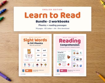 Learn to Read Bundle, Sight Words, CVC Phonics Worksheets, Comprehension Passages, Kindergarten 1st Grade