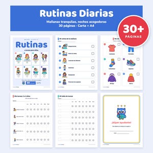 Tabla de Rutinas para Niños, 30 Páginas, Mañana y Noche, Tareas por Edad, Agenda Visual