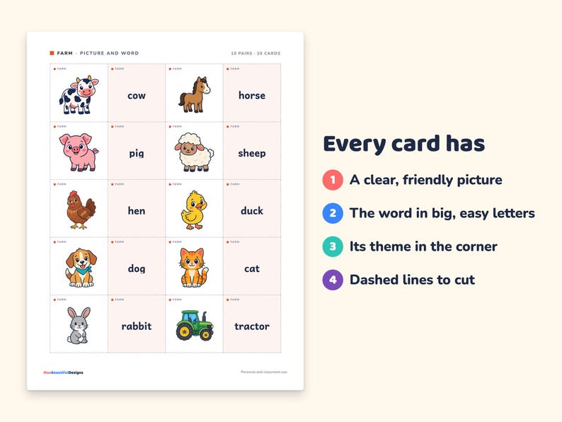 Hob Word/picture Memory Game Printable, 16 Themes, 640 Picture Cards, Picture Word ...