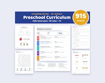 Preschool Curriculum, Kindergarten Curriculum, Homeschool Lesson Plans, 36 Weeks, Letter of the Week, 915 Page Printable PDF