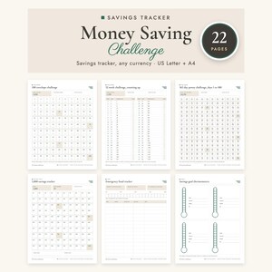 Money Saving Challenge Printable, Savings Tracker, 100 Envelope, 52 Week, 365 Day Penny, 10k Goal