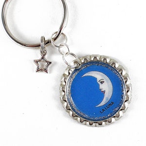 La Luna Keychain, Mexican Loteria, Moon Keychain