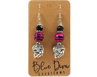 Metallic Skulls Day of the Dead Handmade Seed Bead Earrings Beaded Skull Earrings Boho Dark Goth Halloween Long Beaded Fringe Earrings