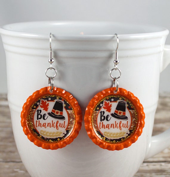 Pumpkin Pie Kitsch Jewelry Here for the Pie Bottle Cap Earrings Funny Gift Thanksgiving Earrings Fall Jewelry
