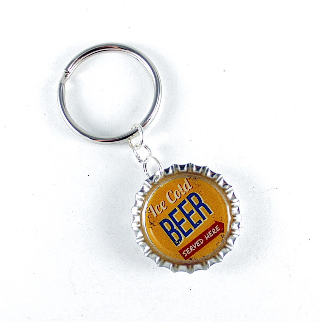 Beer Keychain Bottle Cap Keychain Beer Sign Funny Keychain Etsy
