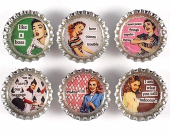 Retro Women Magnets Funny Quotes Bottle Cap Magnets 1950's - Etsy