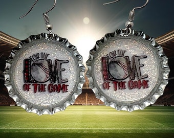 Baseball For the Love of the Game Bottle Cap Earrings