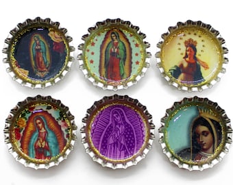 Virgen de Guadalupe, Religious Magnets, Bottle Cap Magnets, Mexican Magnets, Gift for Her