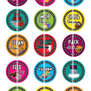 Chore Magnets, Bottle Cap Chores, Bottle Cap Magnets, to Do Magnets ...