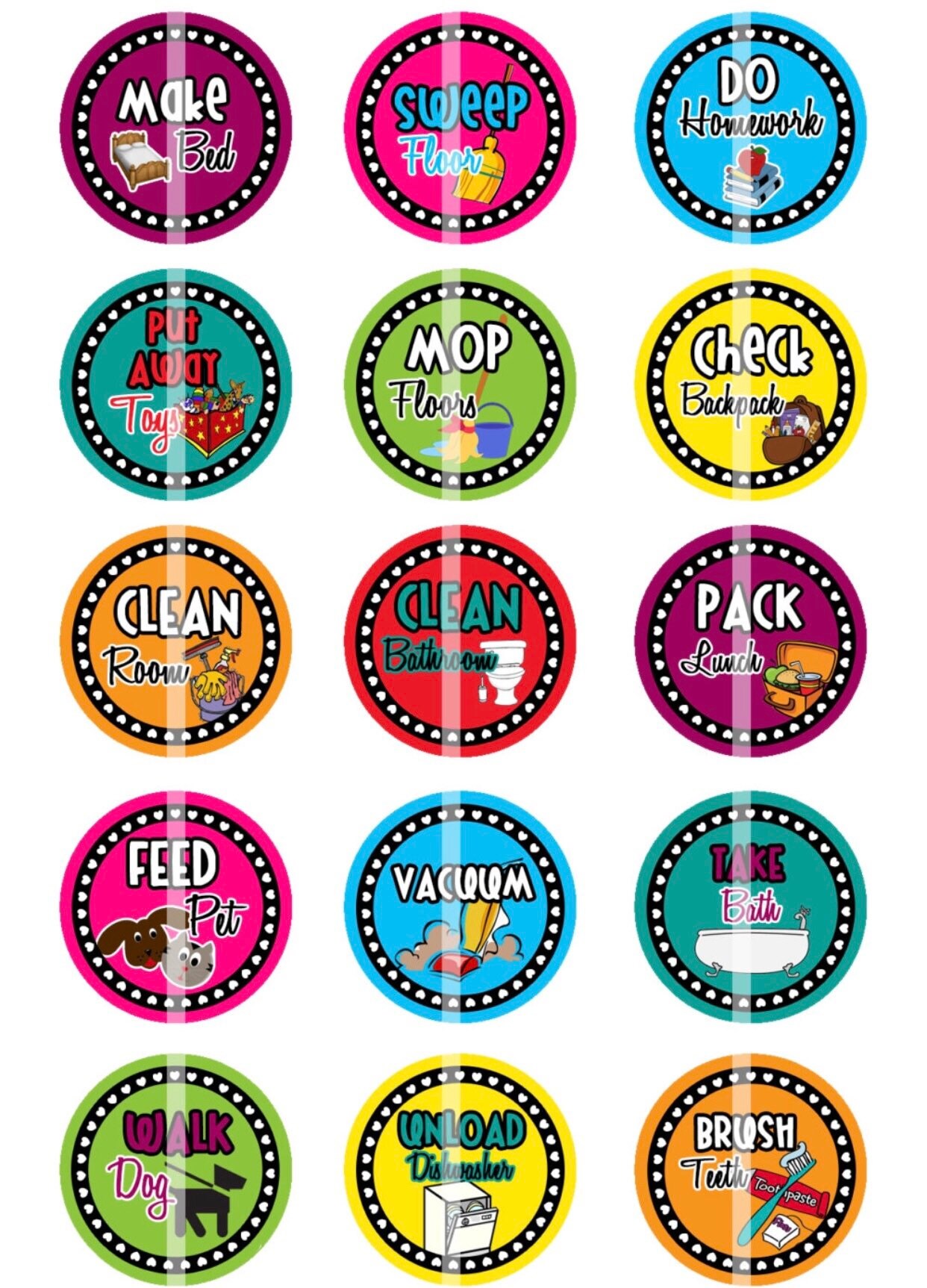 Chore Magnets Bottle Cap Chores Bottle Cap Magnets to Do - Etsy