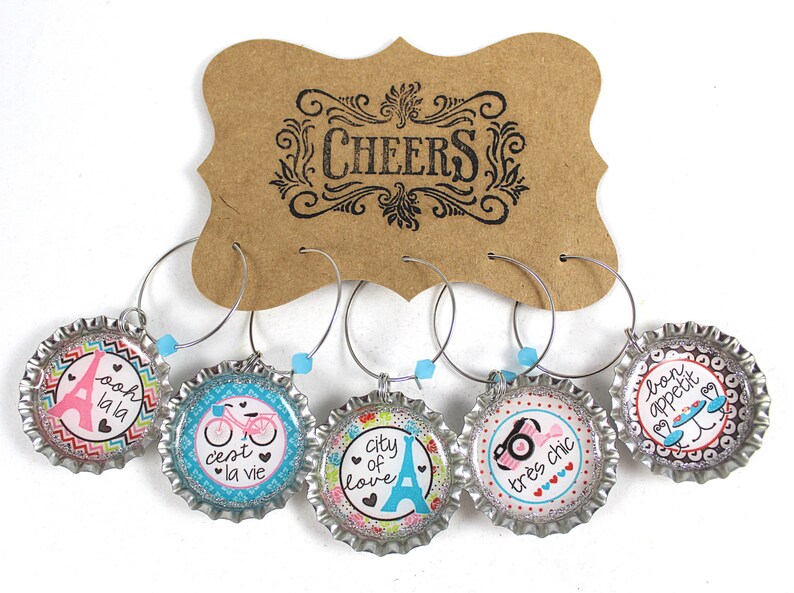 Paris Wine Charms Paris Drink Charms Glass Charms Eiffel Etsy