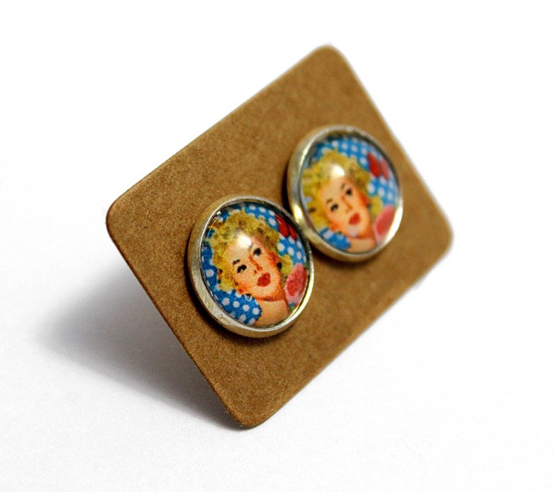 Retro Pinup Earrings 1950's Jewelry Photo Jewelry Post Etsy