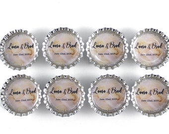 Wedding Favors, Save the Date Magnets, Wedding Keepsakes, Personalized Bottle Cap Magnets