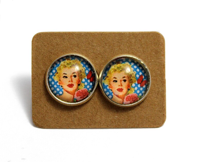Retro Pinup Earrings 1950's Jewelry Photo Jewelry Post Etsy
