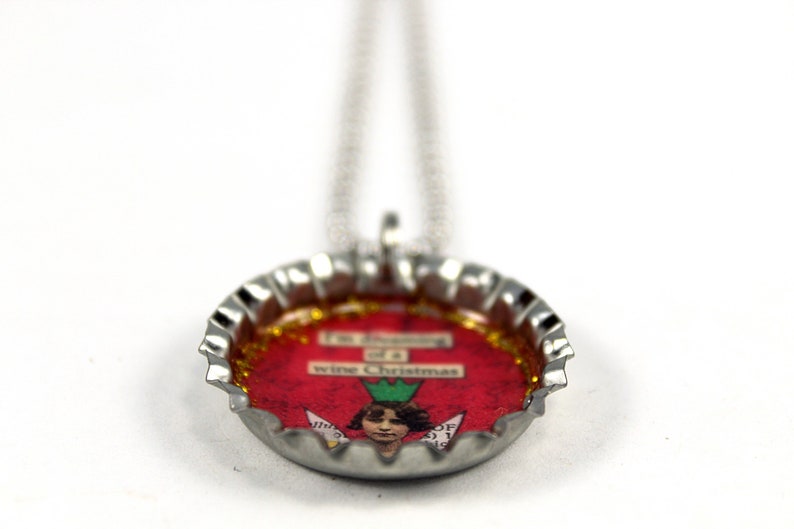 Wine Jewelry Funny Christmas Bottle Cap Necklace