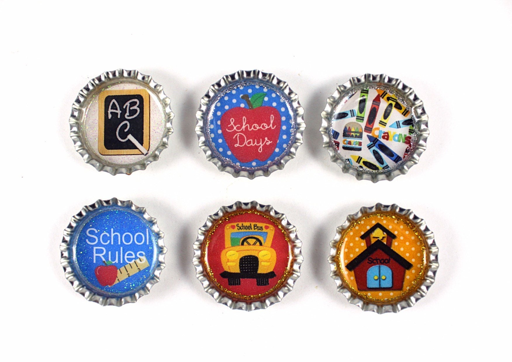 Teacher Gift School Theme Magnets Bottle Cap Magnets - Etsy