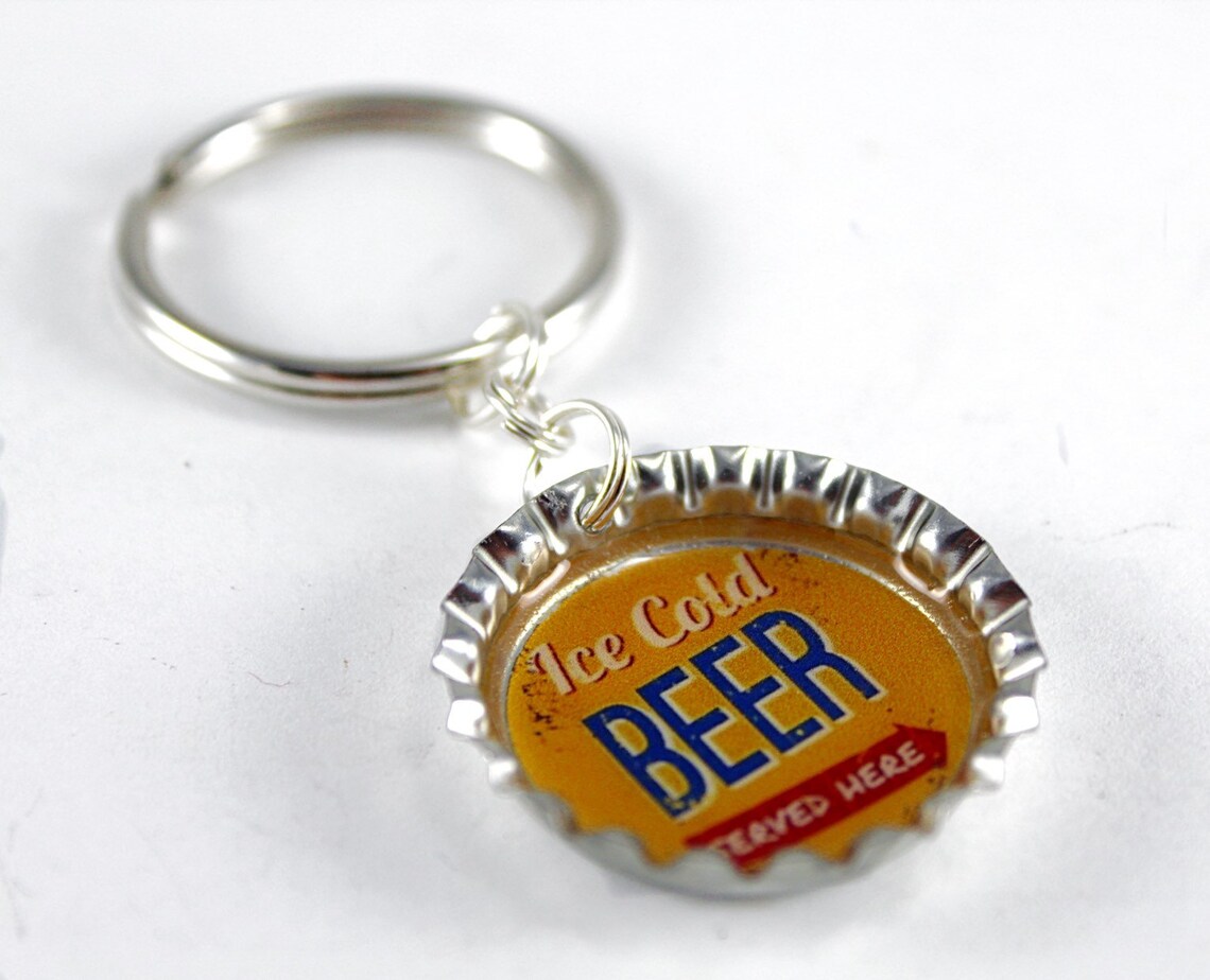 Beer Keychain Bottle Cap Keychain Beer Sign Funny Keychain Etsy