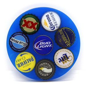 Blue Bottle Cap Coaster, Bar Decor, Beer Lover, Gift for Him, Gift for Her