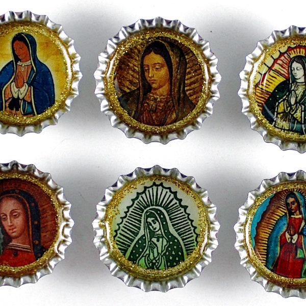 Virgen de Guadalupe, Religious Magnets, Bottle Cap Magnets, Mexican Magnets, Gift for Her