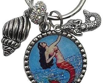 Mexican Loteria La Sirena, Mermaid, Gift for Her, Bag Purse Charm