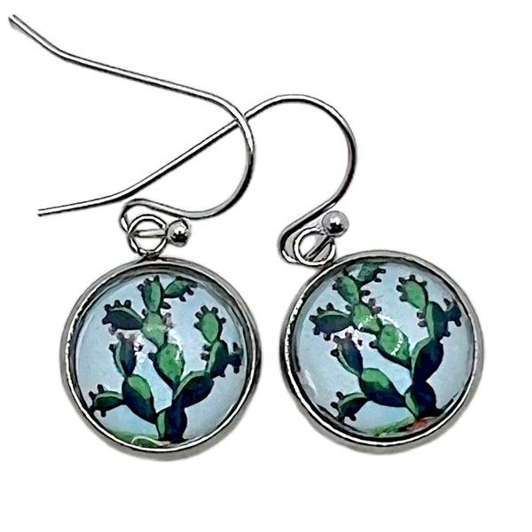 El Nopal Cactus Mexican Loteria Bingo 12mm DangleEarrings