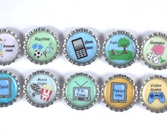 Reward Magnets, Bottle Cap Rewards, Incentive Magnets, Bottle Cap Magnets, Chore Chart, Kids Magnets, Chore Rewards, Behavior Rewards