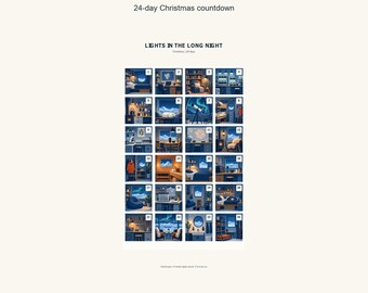 Minimalistisk adventskalender med fönster och polarnatt: Utskrivbar poster