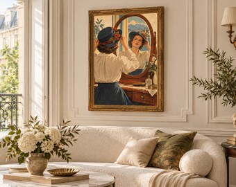Spegelförberedelser: Vintageinspirerad utskrivbar väggkonst