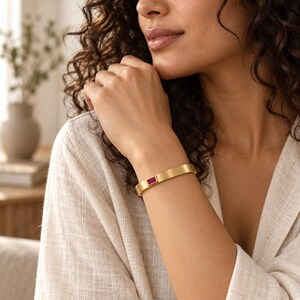 Ruby Datum Cuff CAD Files | Outward Baguette Setting in 18K Gold | STL STEP OpenSCAD | Digital Bracelet Manufacturing Plans