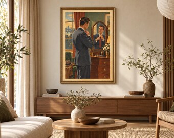 Gentlemans omklädningsrum: Vintageinspirerad utskrivbar väggkonst