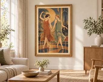 1920-talets danskväll: Vintageinspirerad utskrivbar väggkonst