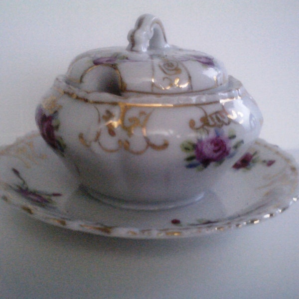 Vintage Condiment Server w/Attached Saucer/ ANTIQUE-1920-1940