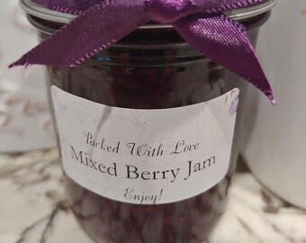 Mixed Berry Jam/ 8 oz jar/ Purple Ribbon/ Packed With Love/ Organic Berry Jam