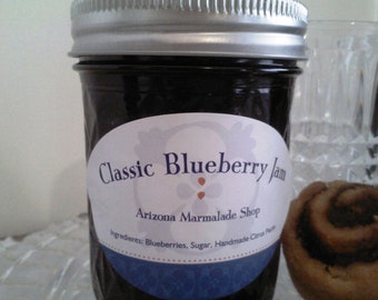 Organic Blueberry Jam/ Low Sugar Jam/ 4 or 8 oz Choice/ Blue Jam Favor/ Hostess Gift/ Birthday Gift