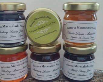 Six Sample Jam Set / Jam Gift  Set / CIJ/ READY to SHIP/Jam- Marmalade / 6 Mini Samples/ In stock/ 1.5 oz Each